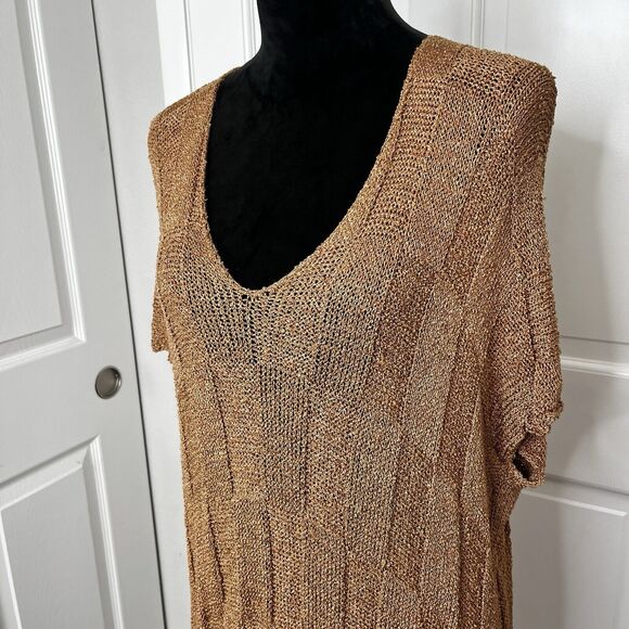 Georgina Estefania Dallas Knit Top Womens L Brown Rayon Fiber V Neck Made in USA - Picture 2 of 11